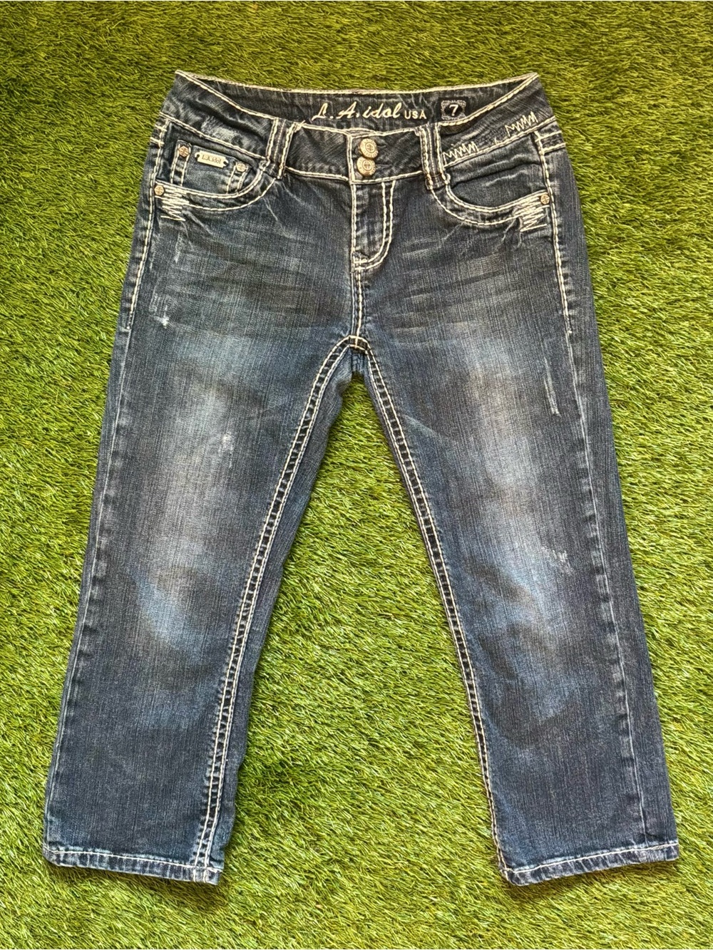 Vintage L.A. Idol USA Y2K Dark Wash Capri Jeans Size 7